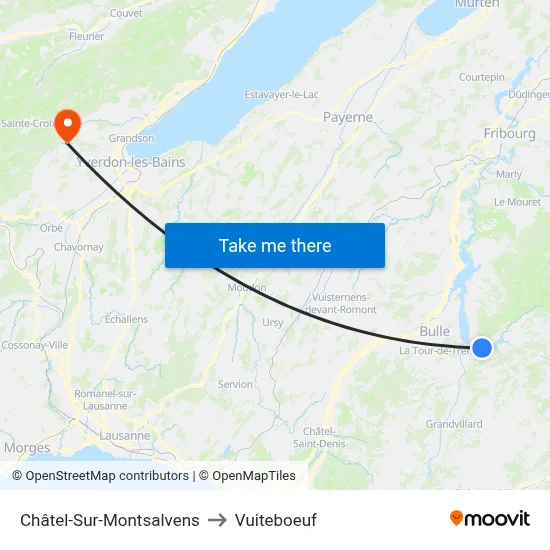 Châtel-Sur-Montsalvens to Vuiteboeuf map