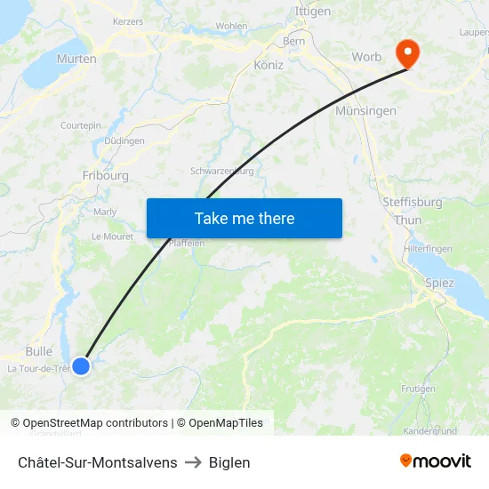 Châtel-Sur-Montsalvens to Biglen map