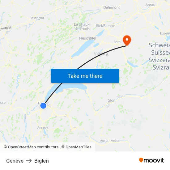 Genève to Biglen map