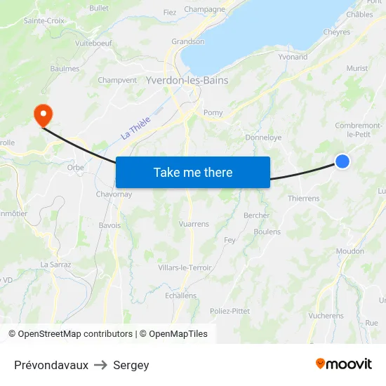 Prévondavaux to Sergey map