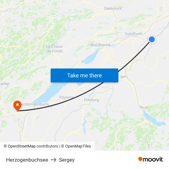 Herzogenbuchsee to Sergey map