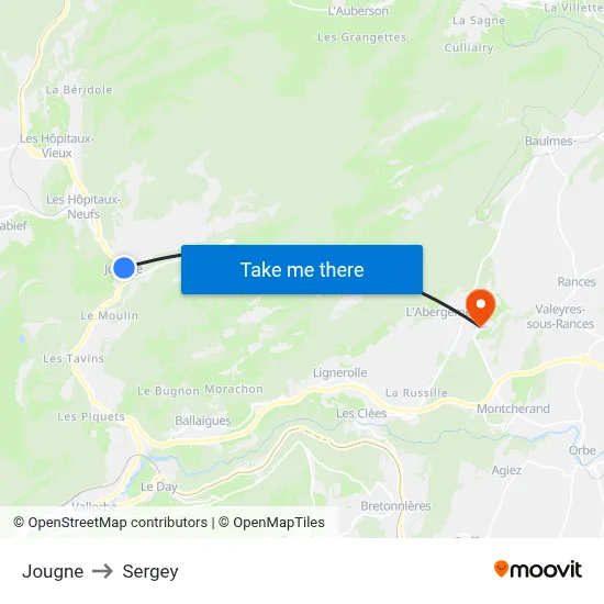 Jougne to Sergey map