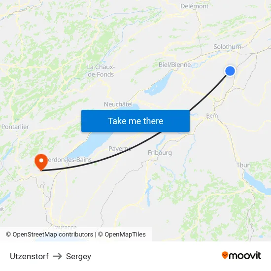 Utzenstorf to Sergey map
