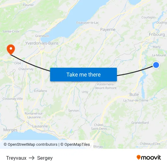 Treyvaux to Sergey map