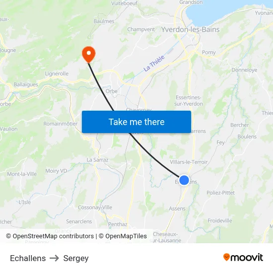 Echallens to Sergey map
