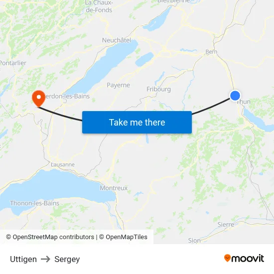 Uttigen to Sergey map