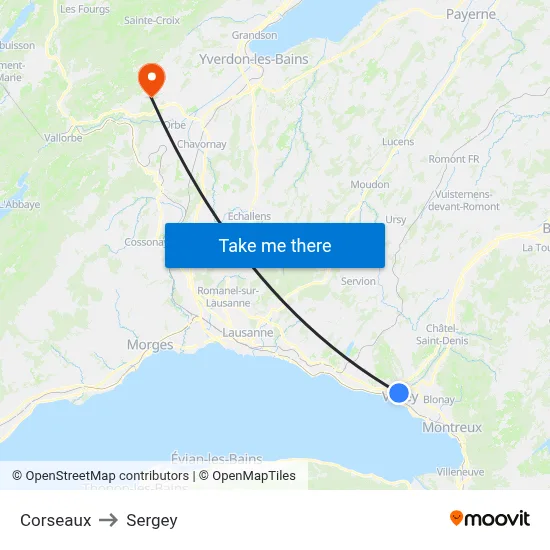 Corseaux to Sergey map