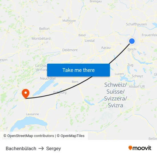 Bachenbülach to Sergey map