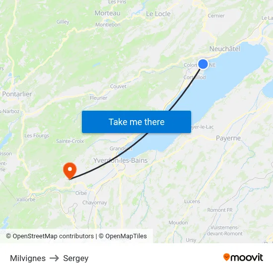 Milvignes to Sergey map