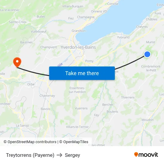 Treytorrens (Payerne) to Sergey map
