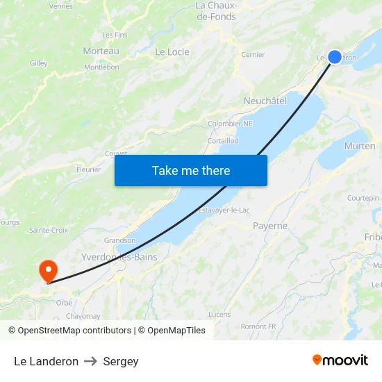 Le Landeron to Sergey map