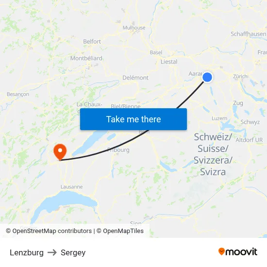 Lenzburg to Sergey map
