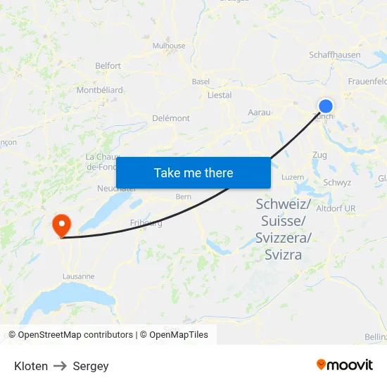 Kloten to Sergey map