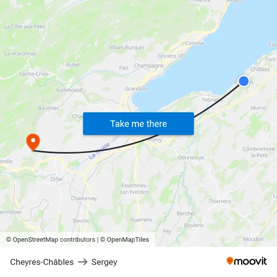 Cheyres-Châbles to Sergey map