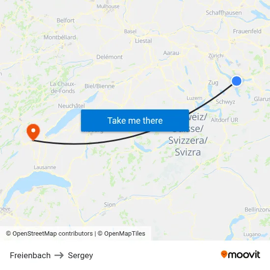 Freienbach to Sergey map