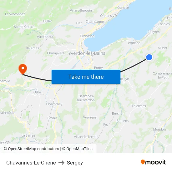 Chavannes-Le-Chêne to Sergey map