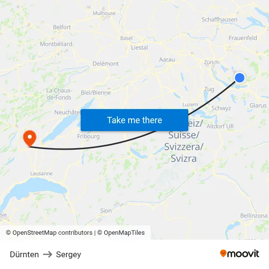 Dürnten to Sergey map