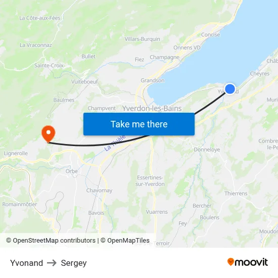 Yvonand to Sergey map