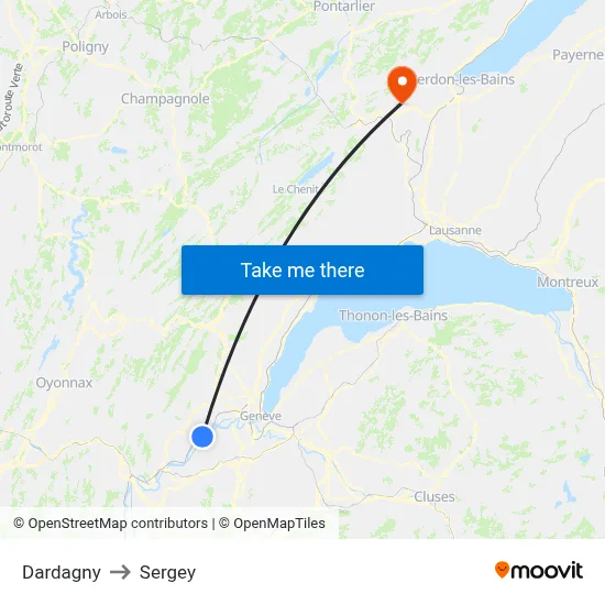 Dardagny to Sergey map