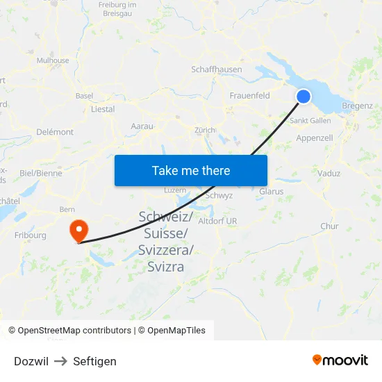Dozwil to Seftigen map