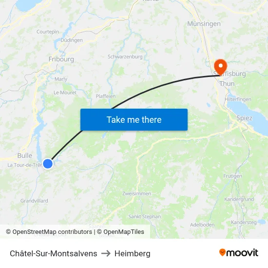 Châtel-Sur-Montsalvens to Heimberg map