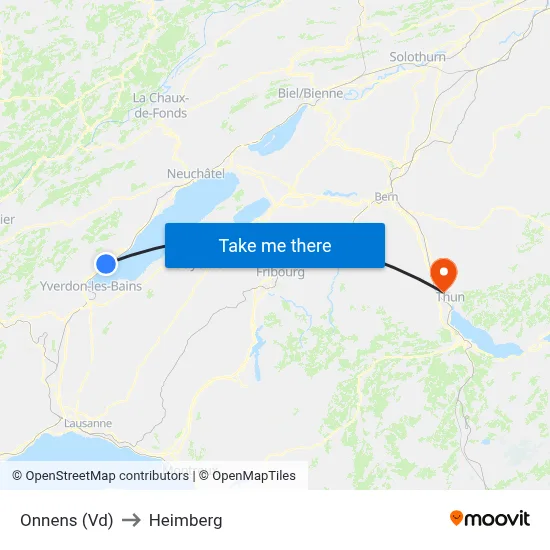 Onnens (Vd) to Heimberg map