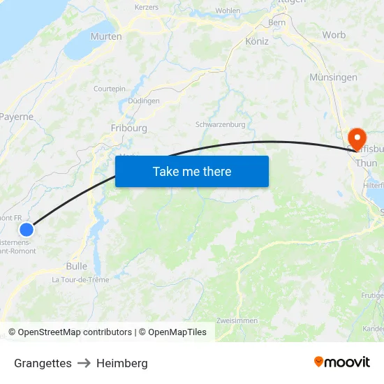 Grangettes to Heimberg map