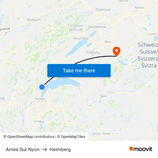 Arnex-Sur-Nyon to Heimberg map
