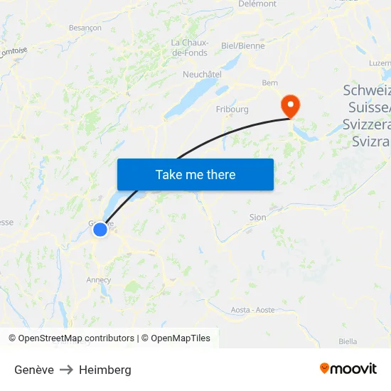 Genève to Heimberg map