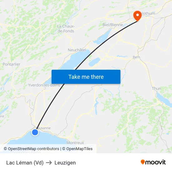 Lac Léman (Vd) to Leuzigen map