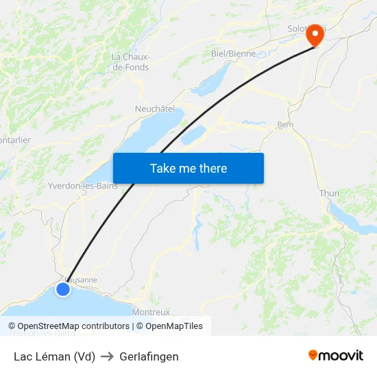 Lac Léman (Vd) to Gerlafingen map