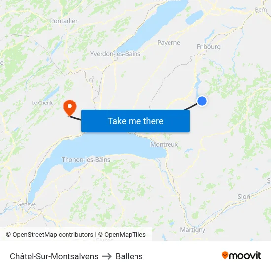 Châtel-Sur-Montsalvens to Ballens map