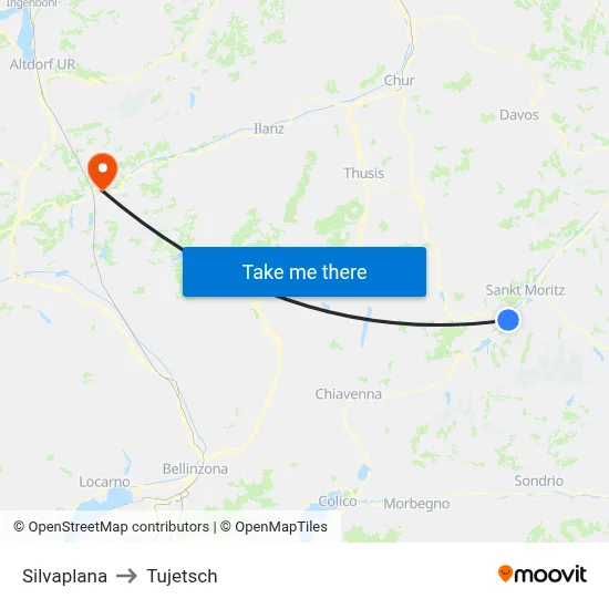 Silvaplana to Tujetsch map