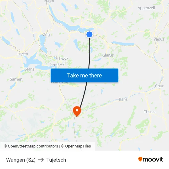 Wangen (Sz) to Tujetsch map