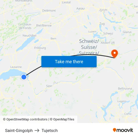 Saint-Gingolph to Tujetsch map