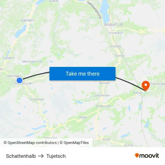 Schattenhalb to Tujetsch map