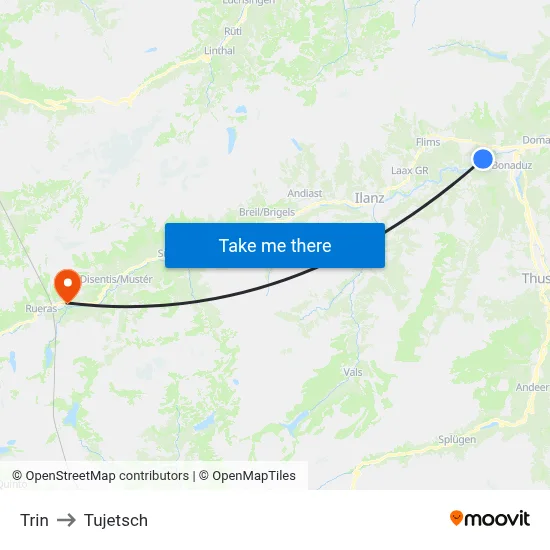 Trin to Tujetsch map