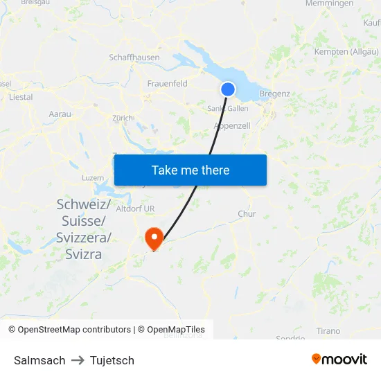 Salmsach to Tujetsch map