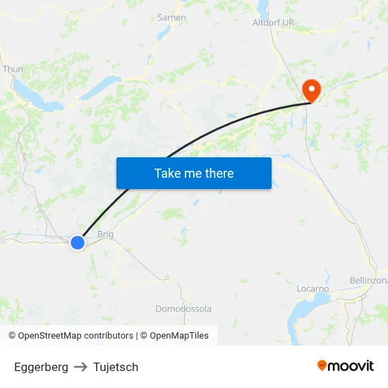 Eggerberg to Tujetsch map