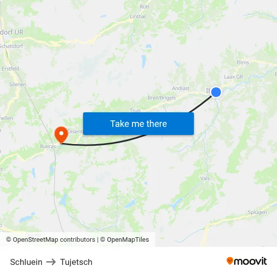 Schluein to Tujetsch map