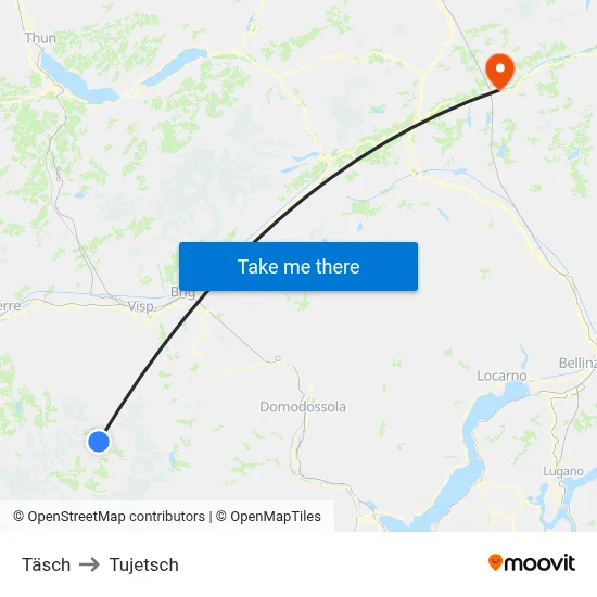 Täsch to Tujetsch map