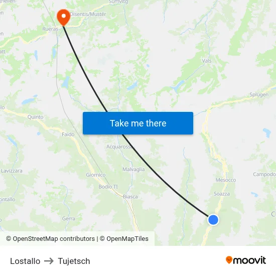 Lostallo to Tujetsch map