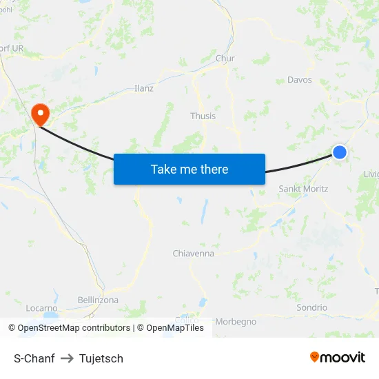 S-Chanf to Tujetsch map