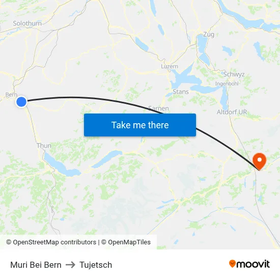 Muri Bei Bern to Tujetsch map