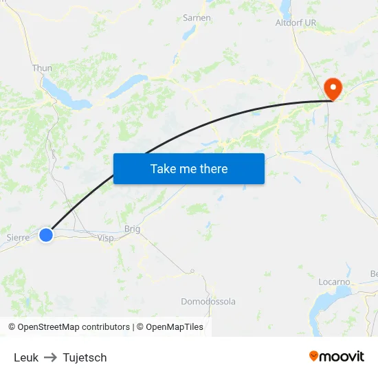 Leuk to Tujetsch map