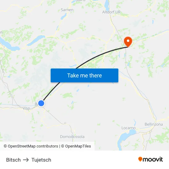 Bitsch to Tujetsch map