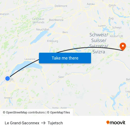 Le Grand-Saconnex to Tujetsch map