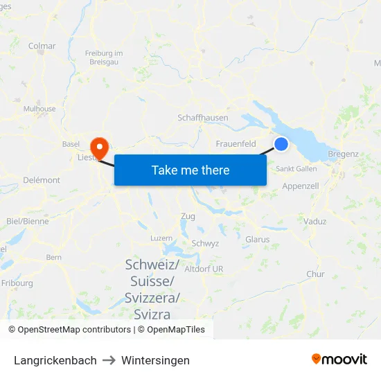 Langrickenbach to Wintersingen map