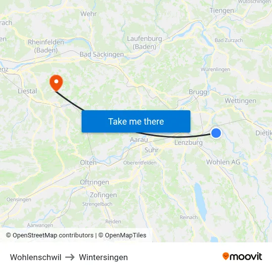 Wohlenschwil to Wintersingen map