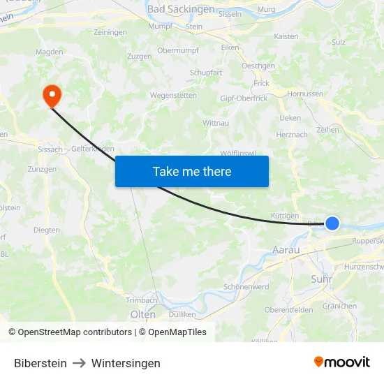Biberstein to Wintersingen map